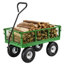 680 Lbs Steel Garden Cart on Wheels, Heavy Duty Garden Wagon Cart Pullable, Metal Outdoor Utility Yard Wagon Carts with 10" Tires, Mesh Removable Sides and 180°Rotating Handle