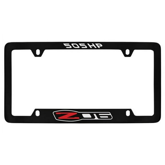 Chevy Corvette C6 Zo6 Black Coated Metal Bottom Engraved License Plate Frame