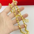 thumbnail image 4 of QQTDFG 24K Yellow Gold Plated 3 Wheat Beads Matte Twisted Chains Necklace for Men Women-default, 4 of 6