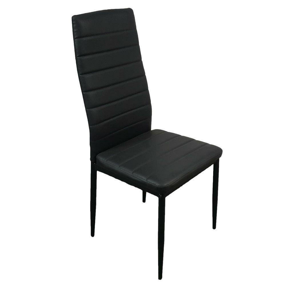 Set of 4 Dining Chairs High PU Leather Elegant Design for Home Kitchen Black
