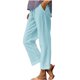 thumbnail image 4 of Karight Cotton Linen Pants for Women Summer High Waist Elastic Straight Leg Pant Casual Loose Solid Lightweight Beach Trousers, 4 of 9