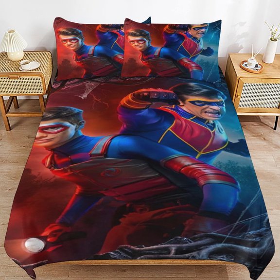 Duvet Cover Bedding Set Cartoon Print Soft Quilt Cover 3 Pieces, 1 Comforter Cover & 2 Pillowcases for Kids Teens Boys Girls Room Decor 86"x70"