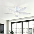 thumbnail image 1 of PHORUS 48" Flush Mount Ceiling Fan with LED Light, Quiet DC Motor, Remote & App Control, 6-Speed Reversible Indoor Ceiling Fan for Bedroom and Living Room,White, 1 of 10