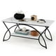 thumbnail image 1 of Mesa de café COSTWAY moderna de mármol sintético de 2 niveles con almacenamiento, 1 of 9