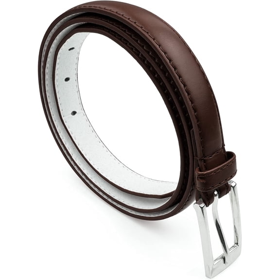 Women Skinny PU Leather Dress Belt Polished Buckle Belle Donne