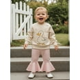 thumbnail image 4 of Miaouyo Toddler Baby Girl Fall Outfit Duck Letter Print Long Sleeve Sweatshirt and Solid Flare Pants 2 Piece Set, 4 of 9