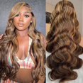 thumbnail image 1 of Peluca de encaje en la parte delantera Kesenmu Ombre, cabello humano ondulado, 71 cm, 1 of 6