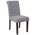 thumbnail image 3 of BizChair Light Gray Fabric Parsons Chair with Rolled Back, Accent Nail Trim and Walnut Finish, 3 of 11