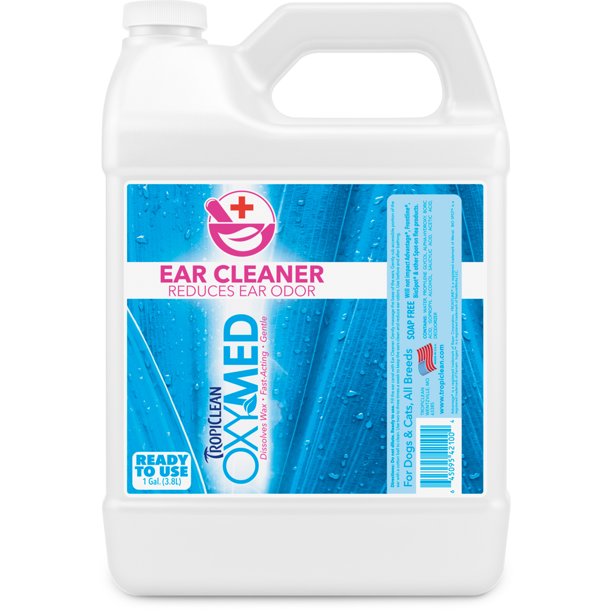 TropiClean OxyMed Ear Cleaner for Pets, 1 gal Made in USA Quickly