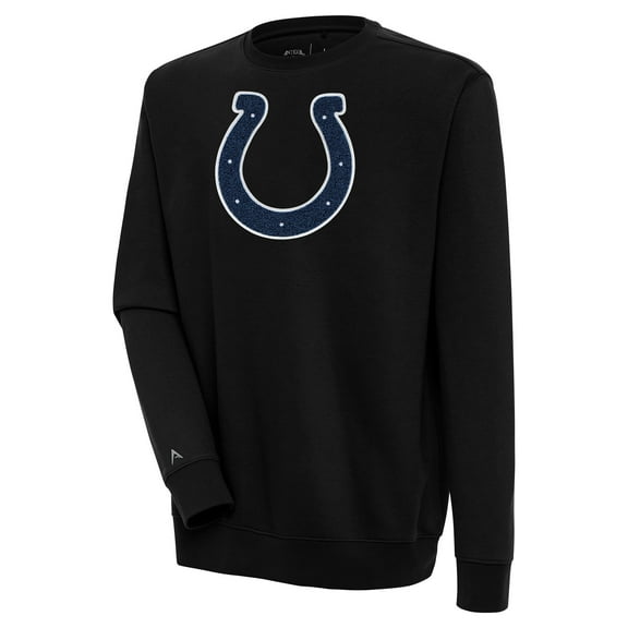 Men's Antigua  Black Indianapolis Colts Victory Crewneck Pullover Sweatshirt
