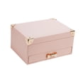 thumbnail image 2 of Joyero de viaje, organizador de joyas, expositor de 2 capas, estuche de viaje para joyas Rosa, 2 of 9