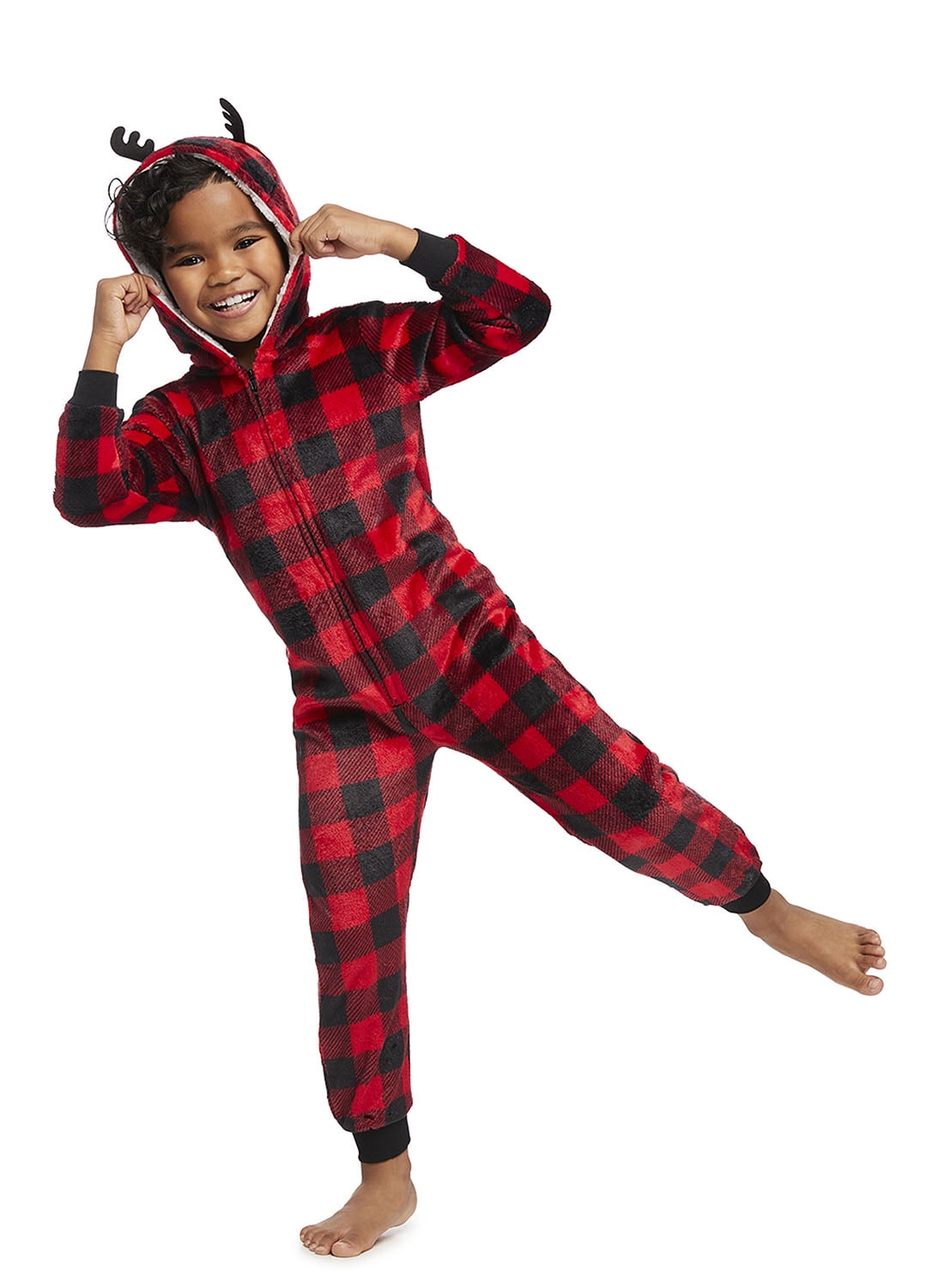 Jolly Jammies Boys or Girls Buffalo Plaid Matching Family Pajamas Union Suit, Sizes 4-16