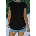 thumbnail image 3 of ABPHQTO Camiseta sin mangas con gráfico rasgado y estampado de letras brillantes degradadas negras para mujer, 3 of 5