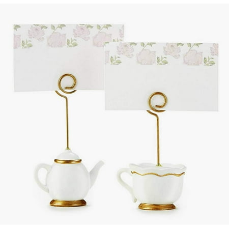 Kate Aspen Tea Time Whimsy Teapot and Teacup Place Card Holders, (6 Set of 6, 36 Pieces), Place Cards Included