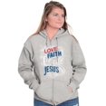 thumbnail image 4 of Love Faith Hope Christian Belief Zip Hoodie Sweatshirt Women Brisco Brands S, 4 of 5