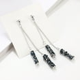 thumbnail image 2 of Ayyufe Rhinestone Inlaid Tassel Rectangle Pendant Women Stud Earrings, 2 of 4