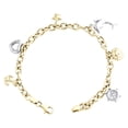 thumbnail image 3 of 14K Two Tone Gold Rolo Link Dolphin Heart Sun Anchor Charm 5mm Bracelet 7.50", 3 of 7