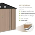 thumbnail image 6 of Luku 8x8 Ft Outdoor Storage Shed, Brown Waterproof Garden Tool Shed with Reinforced Frame & Lockable Door, 6 of 7
