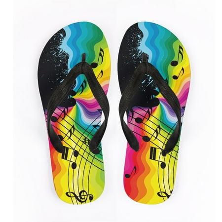 

Bivenant Store Rainbow Music Notation Flip Flops Sandals for Men Comfy Platform Casual Sandal Summer Beach Travel Slipper Flip Flops Size 8