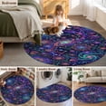 thumbnail image 5 of Round Rug 7Ft Washable Non-Slip, Abstract Flower Circle Area Rugs for Living Room Bedroom, Blue Purple Stars Sky Floral Leaf Indoor Floor Mats Carpet Runner for Home Decor Aesthetic, 5 of 8