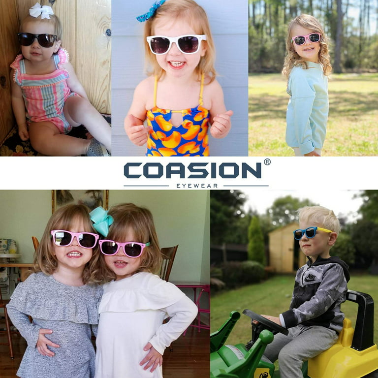 COASION Kids Polarized Sunglasses Polarized TPEE Rubber Flexible Age 3-10, Girl's, Size: One size, Pink