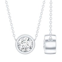 Rosec Jewels - Lab Grown Solitaire Diamond Circle Pendant (5 mm, 1/2 Ct EF-VS Quality Certified), 14K White Gold