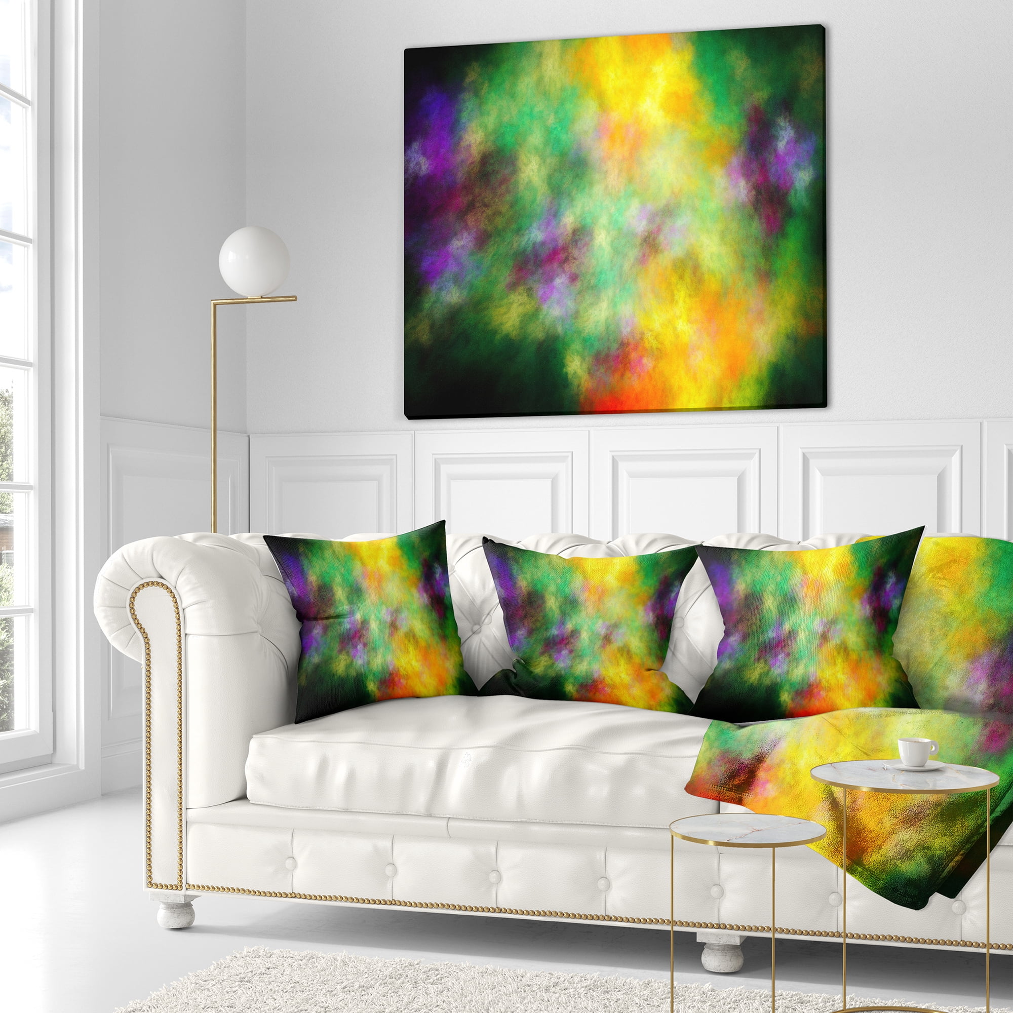 Designart Colorful Sky with Blur Stars - Abstract Throw Pillow - 18x18