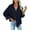 Navy, variant on Women's Corduroy Button Down Shirt Oversized Blouse Long Sleeve Casual Top With Pockets Warm Soft Jacket Style Navy,XXL