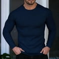 thumbnail image 2 of FRSASU Men's Shirts Long Sleeve T-Shirt Crew Neck Midweight Tees Classic Basic Casual Tops Plain Soft Shirt Navy, 2 of 4