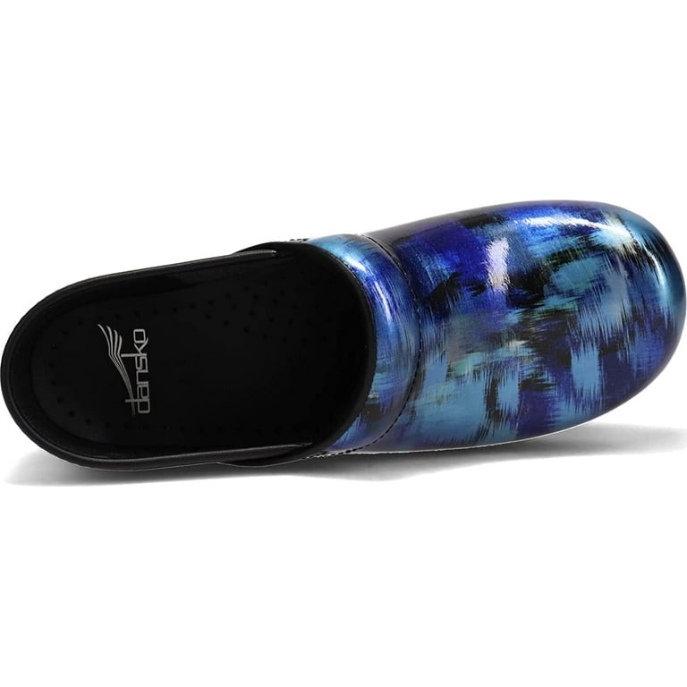 Dansko Women's Professional Blue Brushed Patent Clogs 11.5