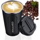 thumbnail image 1 of Taza de café ZHAOCHENG negra reutilizable Al vacío de doble pared acero inoxidable ecológica para café caliente té y bebidas frías 13 oz/38, 1 of 5