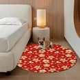 thumbnail image 3 of Christmas Gingerbread Man Round Living Room Rugs 5 ft, Winter Snowflake Food Red Background Washable Area Rug with Non-Slip Sturdy Edge Binding Round Carpet for Entryway Kitchen Bedroom Bathroom, 3 of 9
