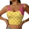 thumbnail image 3 of Goofa Red Ice Cream Printed Sports Bras for Women, High Impact Running Bra Workout Crop Tank Tops Longline Sports Bra Push up-Large, 3 of 9