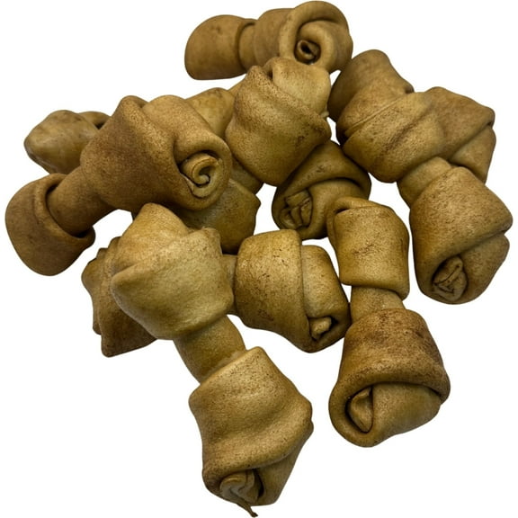 Knotted 4 to 5-in Peanut Butter Flavor Rawhide Bone Dog Treats, 10 CT