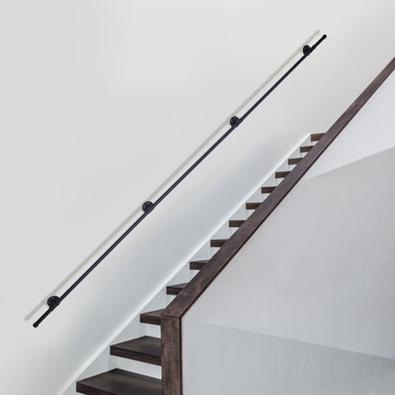 12ft Black Linear Type Handrails Industrial Pipe Staircase Railing Stairs Attics Indoor Fences Hotels