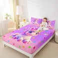 thumbnail image 3 of Erosebridal Colorful Kawaii Unicorn Full Size Sheets For Girls,Watercolor Stars Print Kids Bed Sheets 4 Pieces, 3 of 6