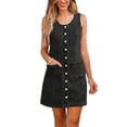 thumbnail image 4 of Bosfbaoi Women's Sleeveless Denim Mini Dress, Button Front A-Line Jean Dress with Pockets, Casual Slim Fit Sleeveless Denim Dress for Daily Wear, 4 of 5