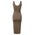 thumbnail image 3 of Women's Ruched Bodycon Sundress Scoop Neckline Midi Fitted Casual Dress BROWN L, 3 of 4