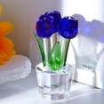 thumbnail image 2 of Qianwei Crystal Tulips Flowers Figurine Blue with Vase - Glass Flower Bouquet Collectible Figurines Crystal Office Home Decor Paperweight - Tulip Gifts for Women Mom Bestfriend Wedding Anniversary, 2 of 12