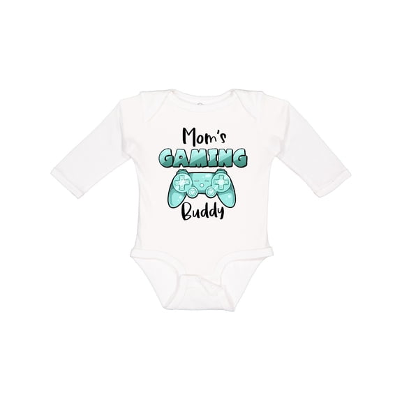 Inktastic Mom's Gaming Buddy Aqua Controller Boys or Girls Long Sleeve Baby Bodysuit