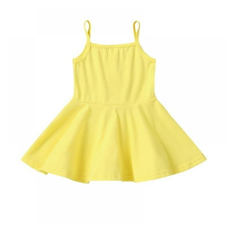 

Clearance Kids Baby Girls Spaghetti Strap Dress Toddler Babe Cute Knit Sleeveless A-line Dress Summer Sundress