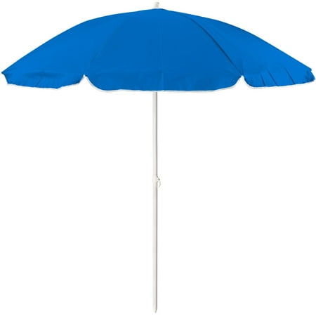 Bluewater Beach 6' Tilt Beach Umbrella, UPF 50+ Silver Lining Sun Protection, Blue, New