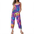 thumbnail image 6 of BOMYJESK Women Halloween Jumpsuits Pumpkin Print One Piece Sleeveless Rompers Pants Funny Loose Spaghetti Strap Rompers Purple M, 6 of 7
