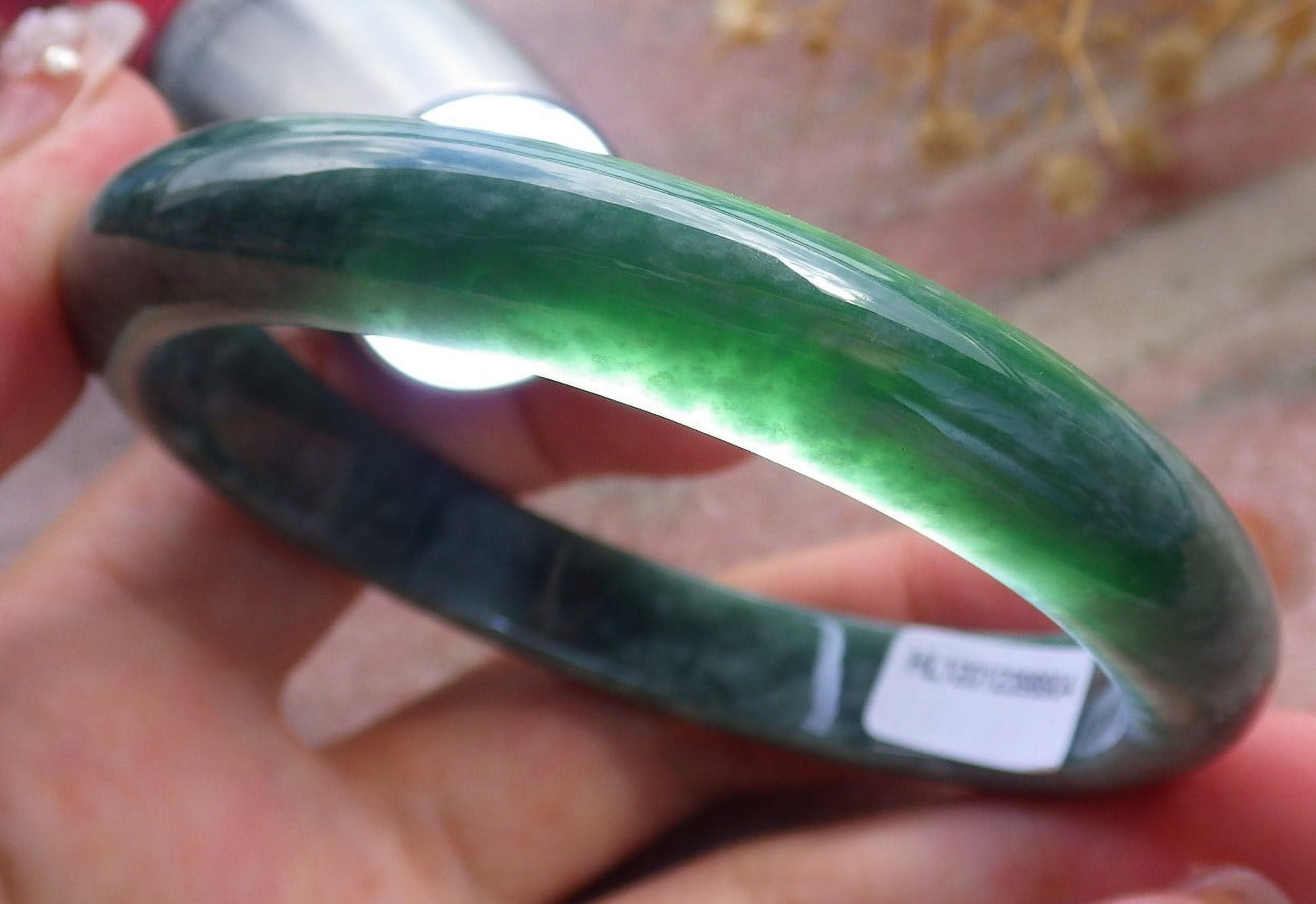 Green Natural A JADE Jadeite Circle Bangle Bracelet 58 mm 682531 TN