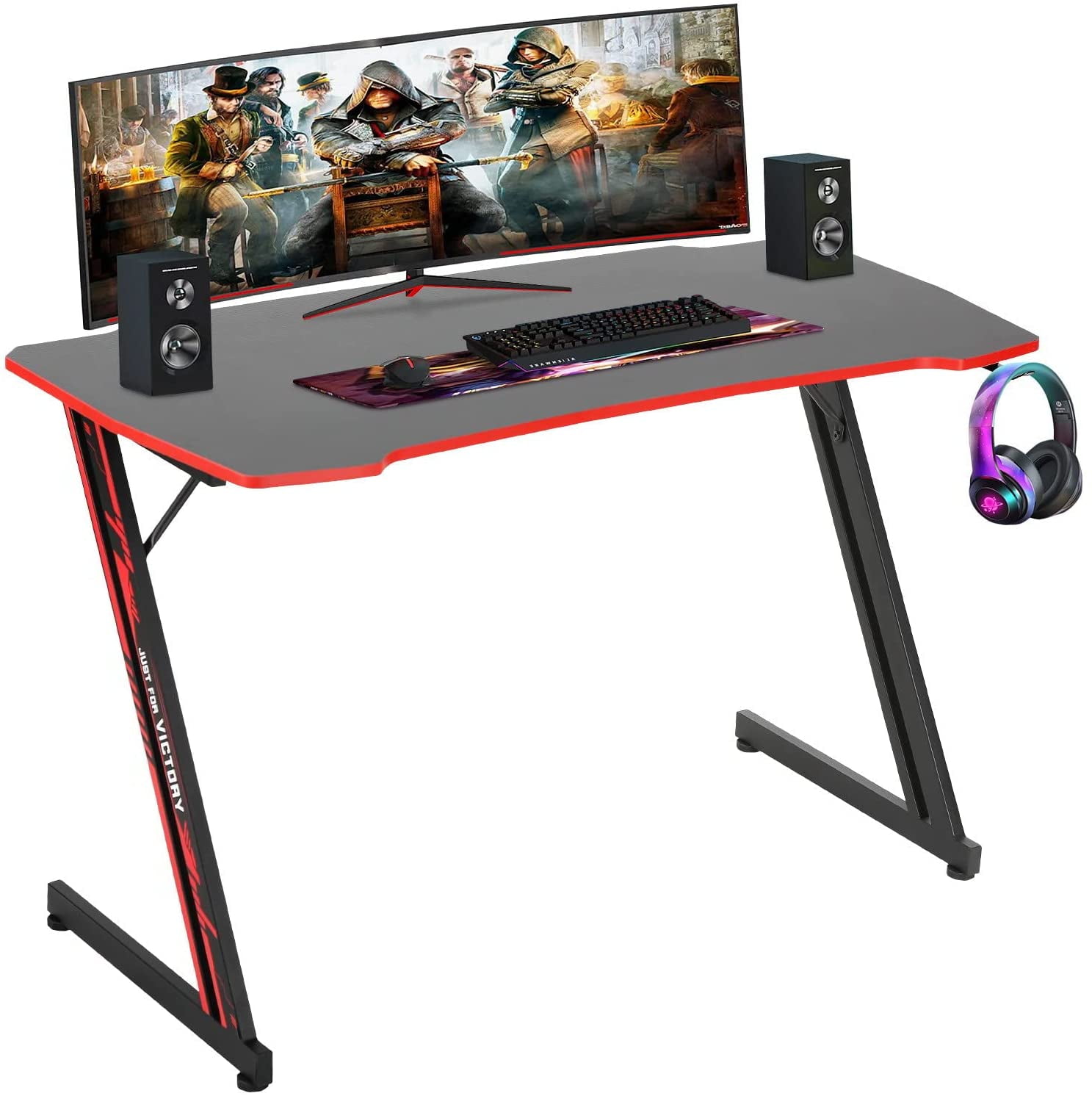 Gaming Computer Desk 47 inch Ergonomic PC Table Office Home with Headphone Hook 
