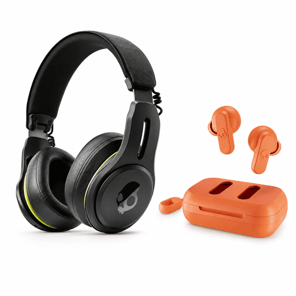 Combo Audífonos Skullcandy Icon ANC XT Bluetooth Over-Ear Negro + Dime True Wireless Golden Orange