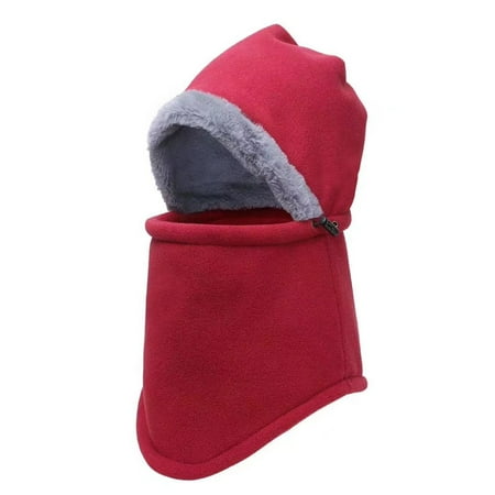 Ski Face Mask Fleece-Winter Warm Caps Neck Cover Hats for Men & Women - Windproof Full Face Mask Cold Weather Red