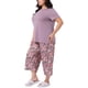 thumbnail image 4 of Conjunto de pijama de dos piezas para mujer Agnes Orinda, talla grande, con camisetas de manga corta y pantalones, patrón impreso, color púrpura, talla 4X, 4 of 6