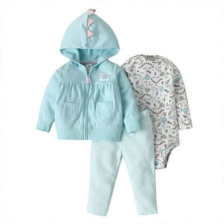 

DNDKILG Infant Baby Toddler Children Girl Boy Pullover Bodysuit and Pants Set Striped Clothing Set Long Sleeve Outfits with Hoodie Blue 6M-2Y