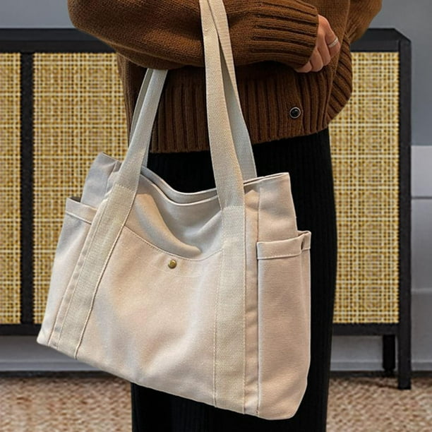 Women's canvas tote bag with zipper sale
